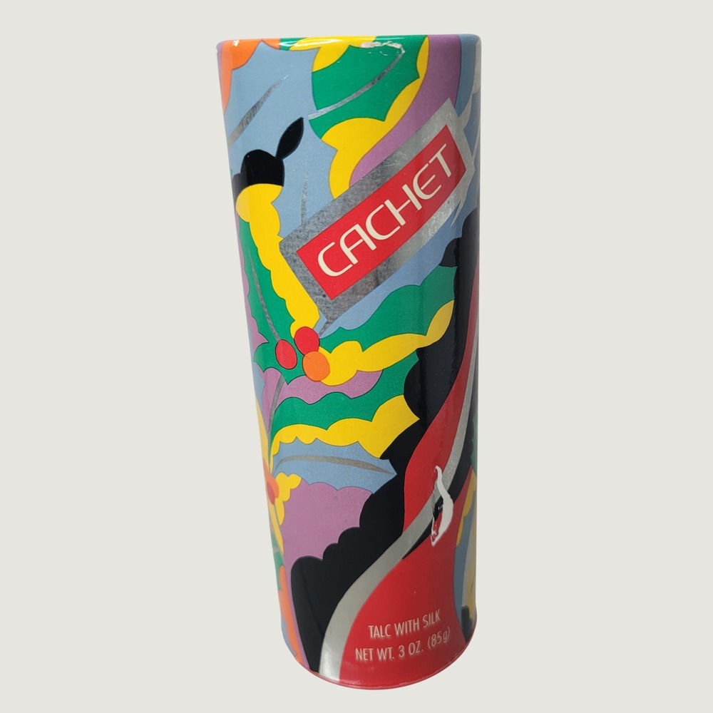 RARE Vintage Prince Matchabelli Cachet Talc with Silk 3 oz 90's Pop Art Design